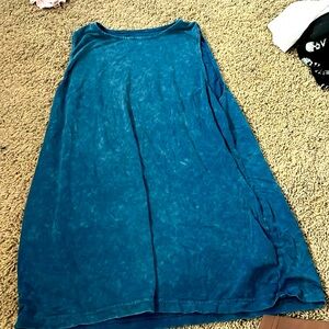 Blue long tank top.